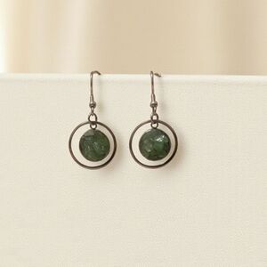 #359 HAND CRAFTED Earrings handmade Aventurine chips resin Stainless Steel